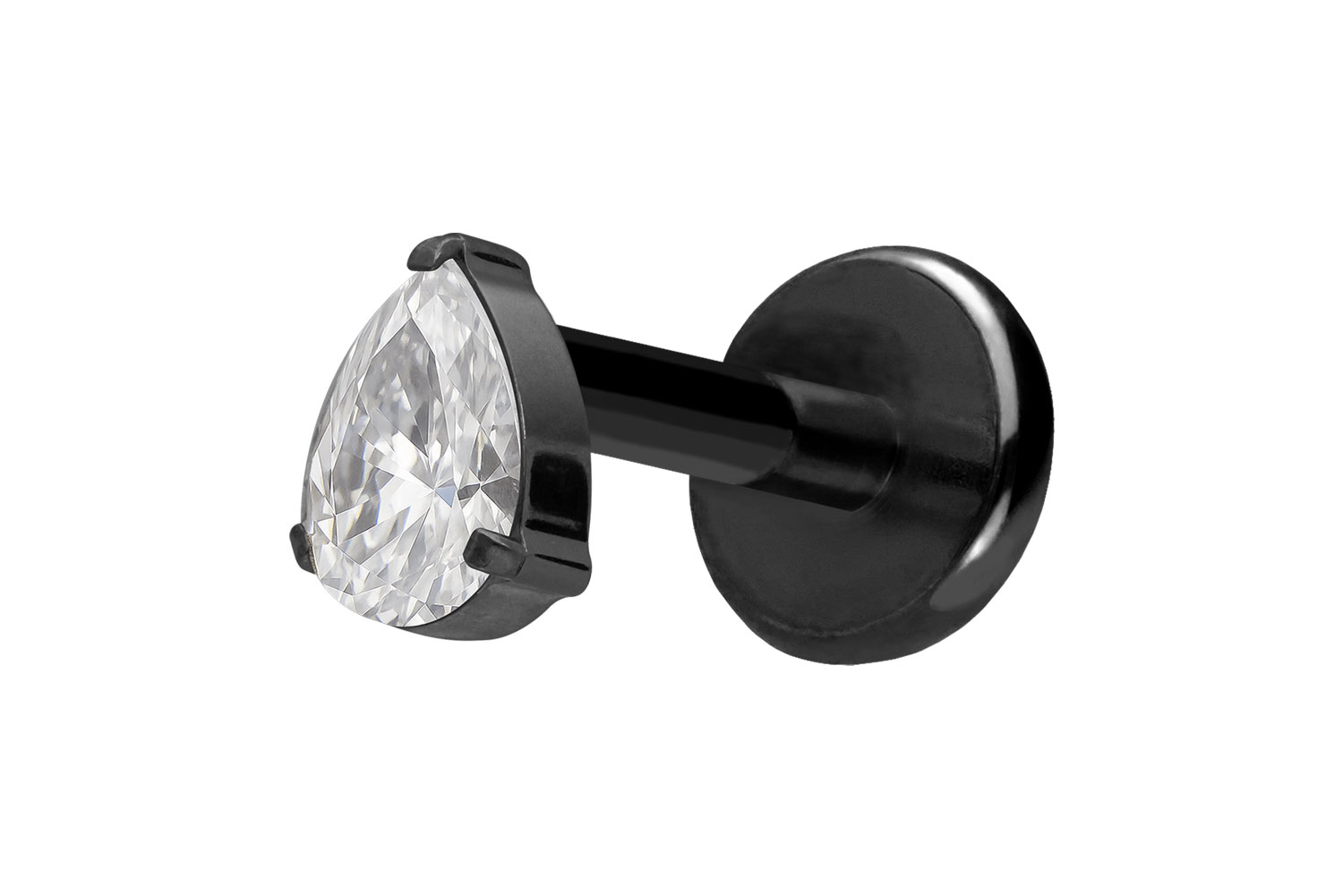 Titan Labret Piercing mit Push Fit KRISTALLTROPFEN